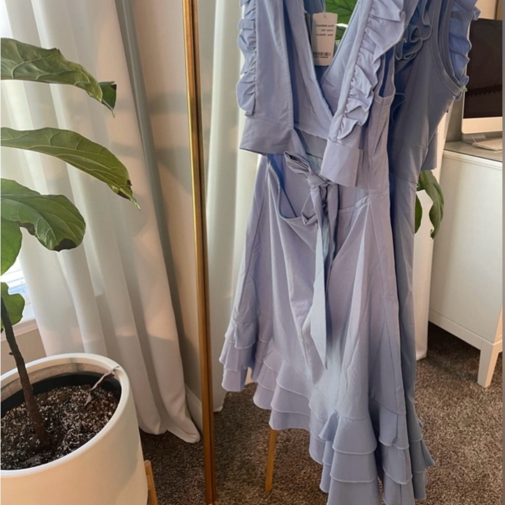 Chic Light Blue Ruffle Mini Dress - Picture 5 of 5